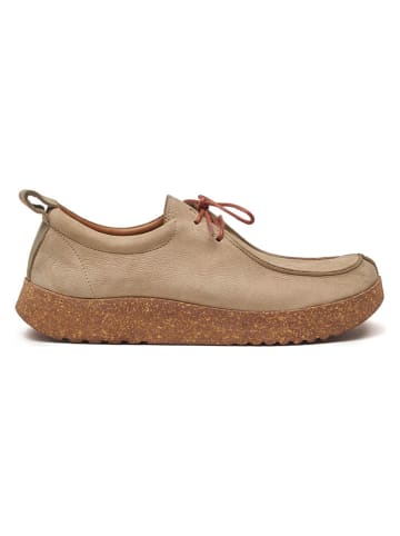 Comfortfusse Leder-Schnürschuhe in Beige