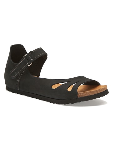 Comfortfusse Leder-Sandalen in Anthrazit