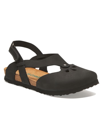 Comfortfusse Leder-Halbsandalen in Anthrazit