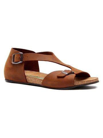 Comfortfusse Leder-Sandalen in Hellbraun