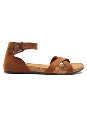 Comfortfusse Leder-Sandalen in Hellbraun