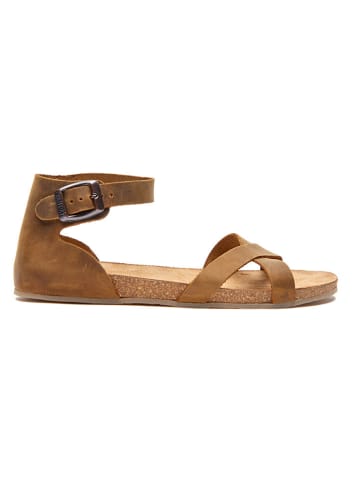 Comfortfusse Leder-Sandalen in Hellbraun