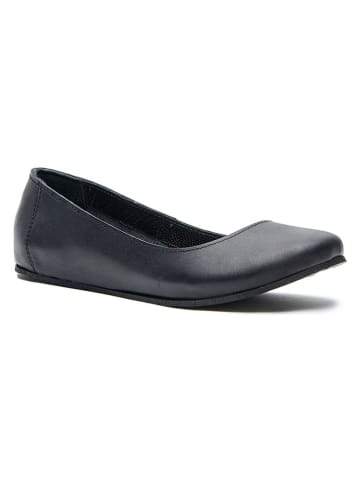 Comfortfusse Leder-Ballerinas in Schwarz