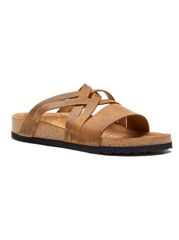 Comfortfusse Leren slippers lichtbruin