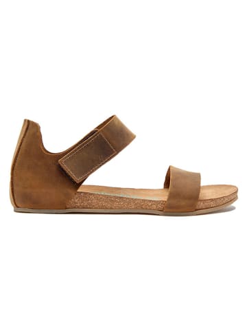 Comfortfusse Leder-Sandalen in Hellbraun