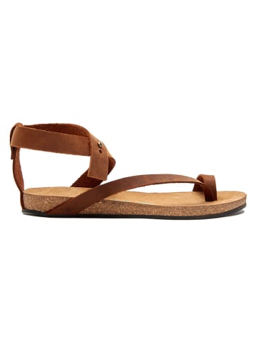 Comfortfusse Leren teensandalen bruin