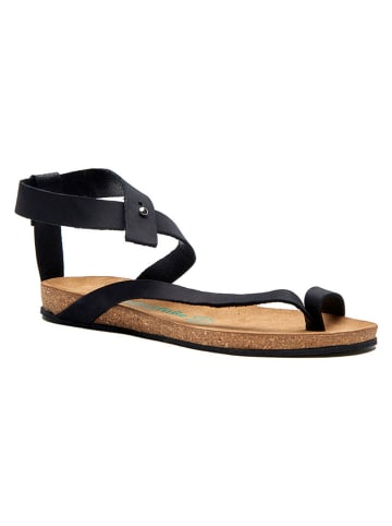 Comfortfusse Leren teensandalen zwart