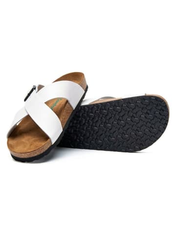 Comfortfusse Leren slippers wit