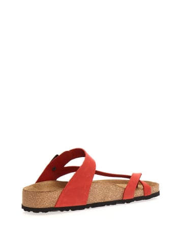 Comfortfusse Leder-Zehentrenner in Rot