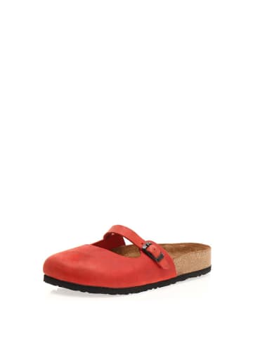 Comfortfusse Leder-Clogs in Rot