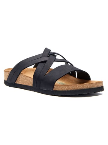 Comfortfusse Leder-Pantoletten in Schwarz