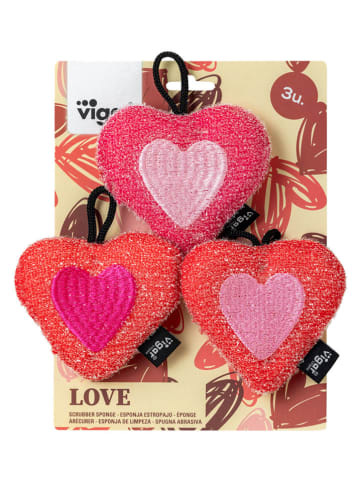 Vigar Gąbki (3 szt.) "True Love" w kolorze różowo-pomarańczowym - 10 x 9,5 cm