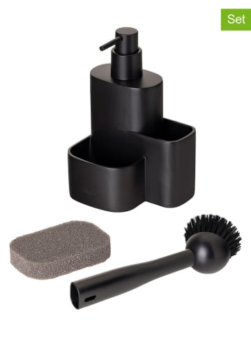 Vigar 3tlg. Set: Spülorganizer "Pocket" in Schwarz - (B)12 x (H)24,5 x (T)10 cm