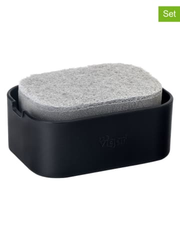 Vigar 2tlg. Set: Seifenspender in Schwarz - (B)13 x (H)6,5 x (T)9 cm