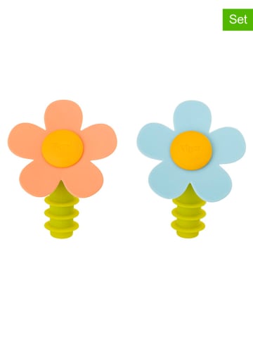 Vigar Korki (2 szt.) "Flower power" ze wzorem do butelek - wys. 8,5 cm