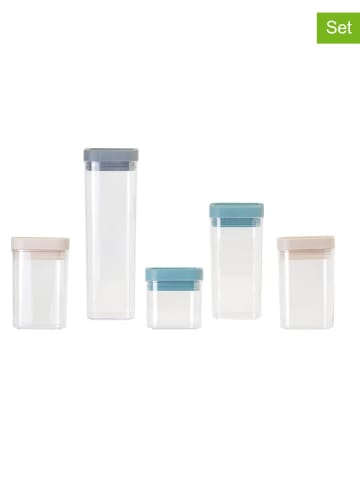 Vigar 5er-Set: Vorratsdosen "Homey" in Blau/ Beige/ Grau