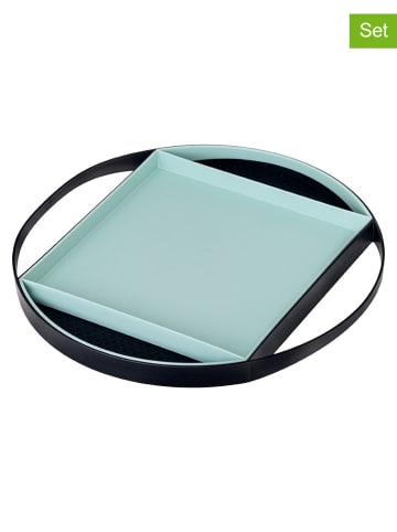 Vigar 2er-Set: Tabletts "Flap" in Schwarz/ Türkis