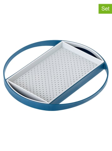 Vigar 2er-Set: Tabletts "Flap" in Blau/ Weiß