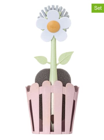 Vigar 3tlg. Set: Spülorganizer "Florganic" in Rosa - (B)11 x (H)25 x (T)6,5 cm