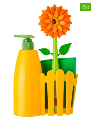 Vigar 3tlg. Set: Spülorganizer "Flower power" in Gelb