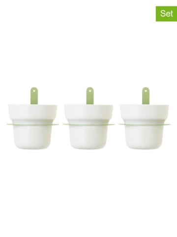 Vigar Doniczki ścienne (3 szt.) w kolorze biało-zielonym - wys. 16 x Ø 14 cm