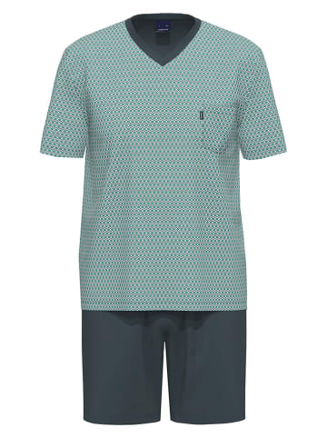 Ammann Pyjama in Grün/ Dunkelblau