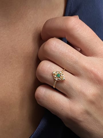 OR Carats Gold-Ring mit Diamanten und Edelstein