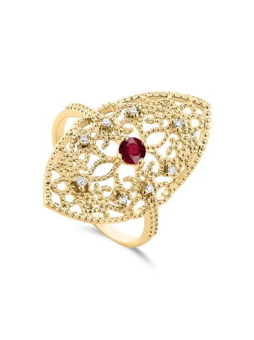 OR Carats Gold-Ring mit Diamanten und Edelstein