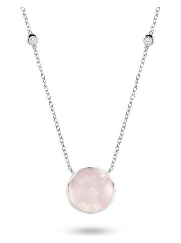 OR Carats Weißgold-Halskette mit Diamanten und Edelstein - (L)40 cm