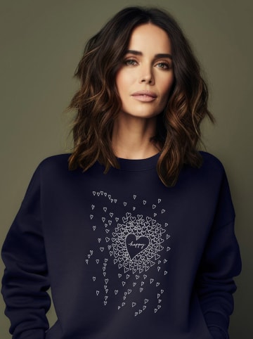 WOOOP Sweatshirt "Happy Hearts" donkerblauw