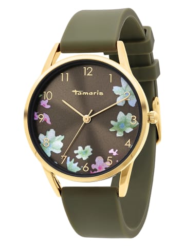Tamaris Quarzuhr in Khaki/ Gold