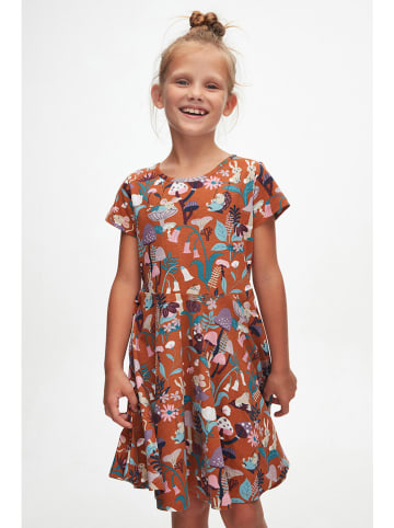 lovetti Sukienka w kolorze jasnobrązowym ze wzorem