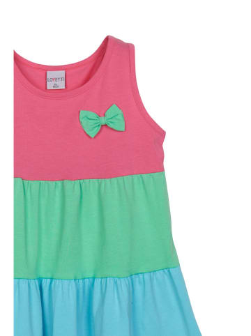 lovetti Jurk roze/groen/lichtblauw