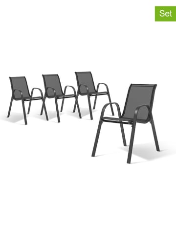 Inkazen 4er-Set: Gartenstühle in Anthrazit - (B)51,5 x (H)84 x (T)68 cm
