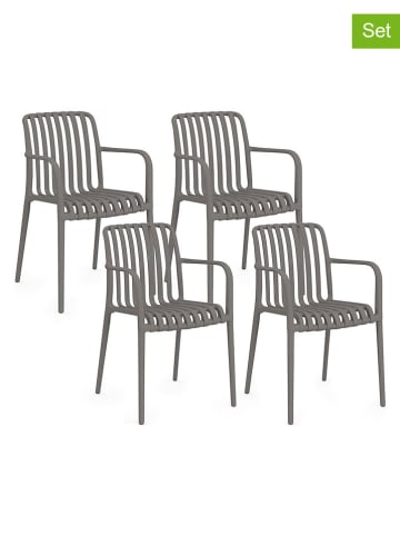 Inkazen 4er-Set: Gartenstühle in Grau - (B)56 x (H)80 x (T)58 cm