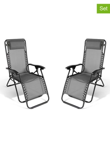 Inkazen 2er-Set: Liegestühle in Grau - (B)70 x (H)110 x (T)92 cm