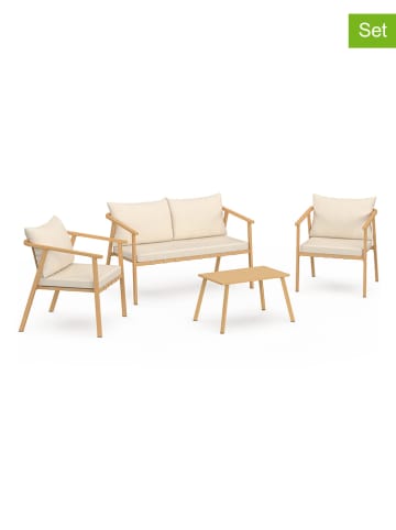 Inkazen 4tlg. Gartenmöbel-Set in Creme/ Hellbraun
