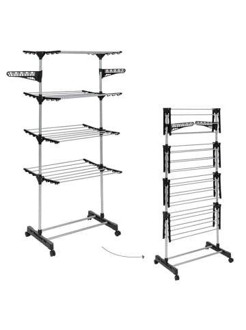 IDOMYA Essentials Wäscheständer in Silber/ Schwarz - (B)129 x (H)165 x (T)58 cm