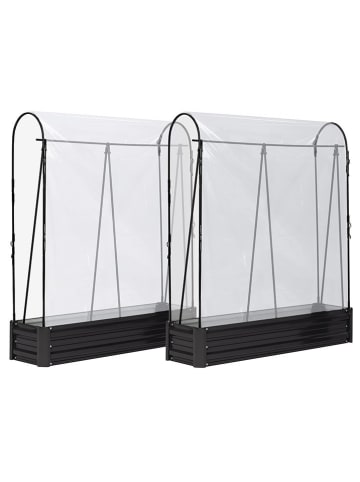 Inkazen 2er-Set: Tomatengewächshäuser in Schwarz - (B)115 x (H)128 x (T)30 cm