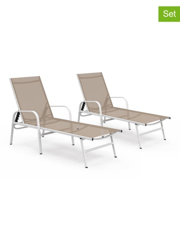 Inkazen 2er-Set: Liegestühle in Beige - (B)185 x (H)30 x (T)58 cm