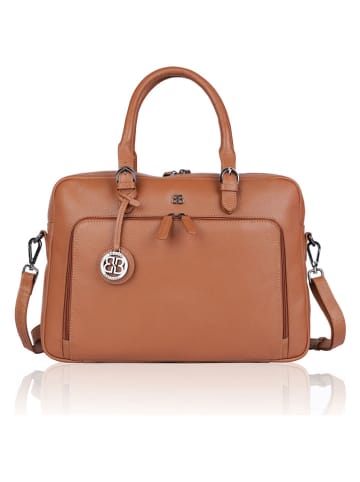 Bellicci Leder-Henkeltasche "Cameron" in Cognac - (B)40 x (H)28 x (T)7 cm