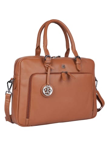 Bellicci Leder-Henkeltasche "Cameron" in Cognac - (B)40 x (H)28 x (T)7 cm