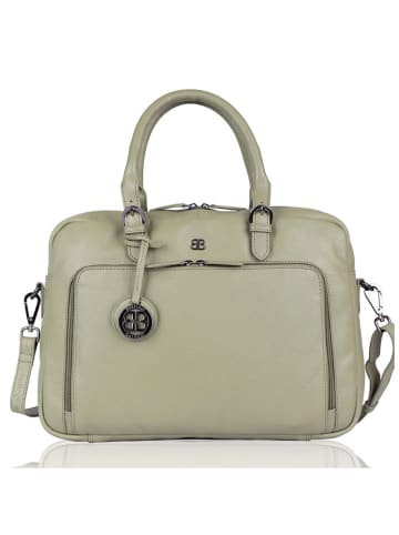 Bellicci Leder-Henkeltasche "Cameron" in Grün - (B)40 x (H)28 x (T)7 cm