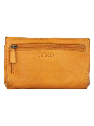 Bellicci Leren portemonnee "Cher" mosterdgeel - (B)16 x (H)10,5 x (D)4 cm