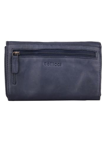 Bellicci Leren portemonnee "Cher" donkerblauw - (B)16 x (H)10,5 x (D)4 cm