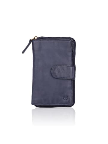 Bellicci Leren portemonnee "Collins" donkerblauw - (B)9 x (H)17 x (D)3 cm