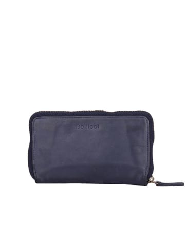 Bellicci Leren portemonnee "Collins" donkerblauw - (B)9 x (H)17 x (D)3 cm