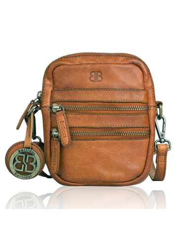 Bellicci Leder-Umhängetasche "Charlotte" in Hellbraun - (B)13 x (H)19 x (T)3 cm