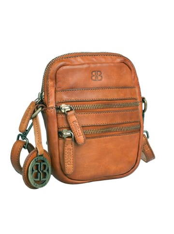 Bellicci Leren schoudertas "Charlotte" lichtbruin - (B)13 x (H)19 x (D)3 cm