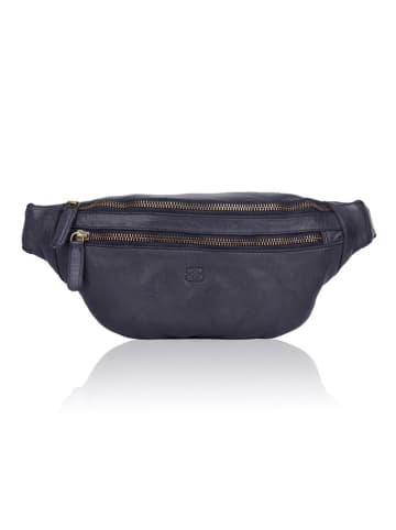 Bellicci Leren borstbuidel "Charmaine" donkerblauw - (B)40 x (H)17 x (D)6 cm